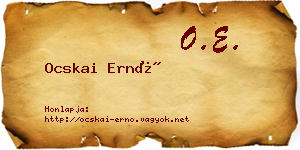 Ocskai Ernő névjegykártya